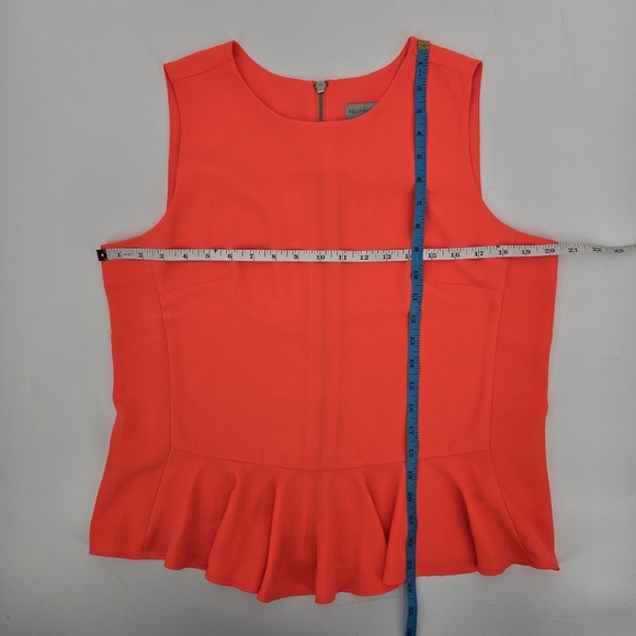 Sleeveless Bright Pink/Coral Peplum BELLE & SKY Top Back Zipper SIZE:Large - Picture 2 of 6